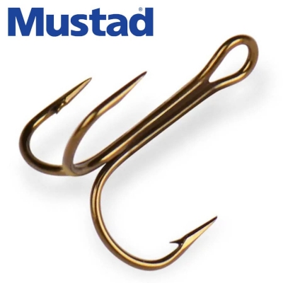 Mustad Round Treble Hooks #2 Bronze 25pcs