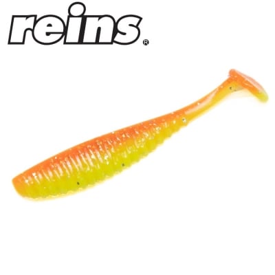 Reins S-Cape Shad 3.5 - B49 Chika Orange/Chartreuse Silver Glitter 6pcs