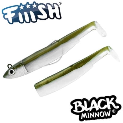 Fiiish Black Minnow No2.5 Combo: Jig Head 16g + 2 Lure Bodies 10.5cm - Kaki