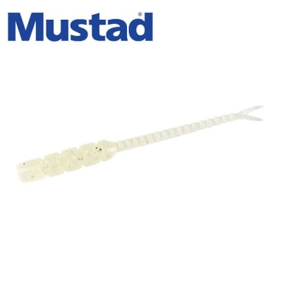 Mustad Aji Worm Bachi-Bachi 2inch 007 White Glow Glitter