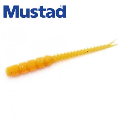 Mustad Aji Worm Bachi-Bachi 2inch 008 Orange Glow Glitter