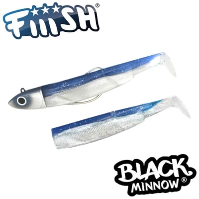 Fiiish Black Minnow No2.5 Combo: Jig Head 16g + 2 Lure Bodies 10.5cm - Blue