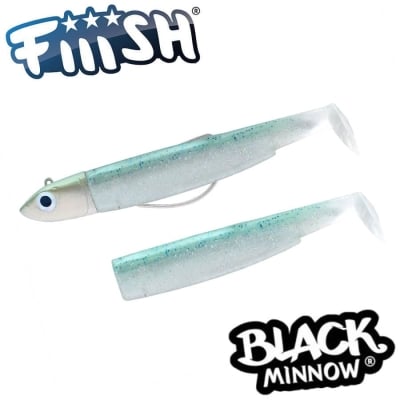 Fiiish Black Minnow No2.5 Combo: Jig Head 16g + 2 Lure Bodies 10.5cm - Green Glitter