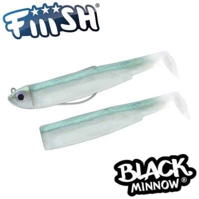 Fiiish Black Minnow No3 Combo: Jig Head 12g + 2 Lure Bodies 12cm - Green Glitter