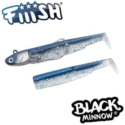 Fiiish Black Minnow No2 Combo: Jig Head 20g + 2 Lure Bodies 9cm - Barracuda Blue