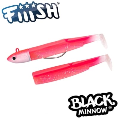 Fiiish Black Minnow No4 Combo: Jig Head 60g + 2 Lure Bodies 14cm - Fluo Pink