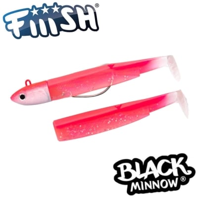 Fiiish Black Minnow No5 Combo: Jig Head 90g + 2 Lure Bodies 16cm - Fluo Pink