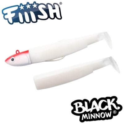 Fiiish Black Minnow No5 Combo: Jig Head 90g Red + 2 Lure Bodies 16cm - White