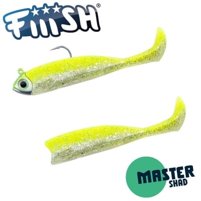 Fiiish Master Shad No5 Combo: Jig Head 14g + 2 Lure Bodies 12.5cm - Neon Chart