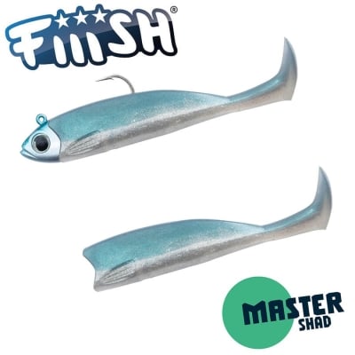 Fiiish Master Shad No5 Combo: Jig Head 14g + 2 Lure Bodies 12.5cm - Pearl Blue