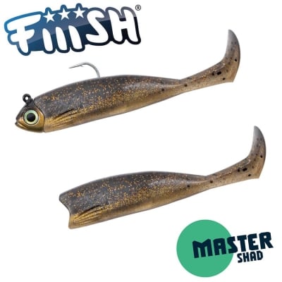 Fiiish Master Shad No3 Combo: Jig Head 3g + 2 Lure Bodies 7.5cm - Gold Minnow