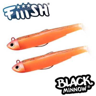 Fiiish Black Minnow No2.5 Double Combo: 2 Jig Heads 12g + 2 Lure Bodies 10.5cm - Orange Glow
