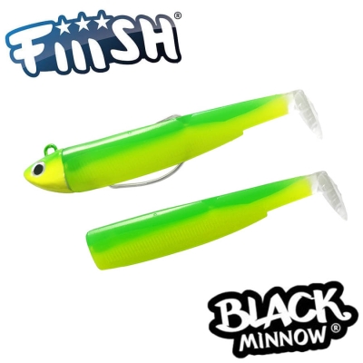 Fiiish Black Minnow No2.5 Combo: Jig Head 12g + 2 Lure Bodies 10.5cm - Atomic Citrus