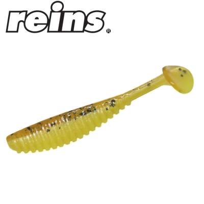 Reins S-Cape Shad 2.5 - B48 Motoroil Pepper/Chartreuse Pearl 10pcs