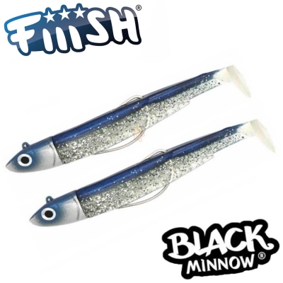 Fiiish Black Minnow No3 Double Combo: 2 Jig Heads 25g + 2 Lure Bodies 12cm - Barracuda Blue