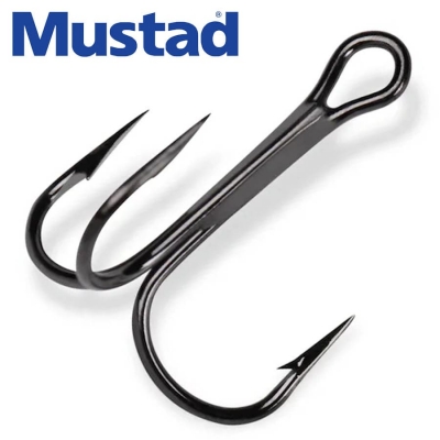 Mustad Round Treble Hooks #10 Black Nickel 10pcs