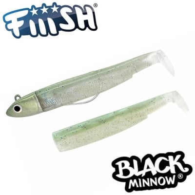 Fiiish Black Minnow No3 Combo: Jig Head 25g + 2 Lure Bodies 12cm - Green Glitter
