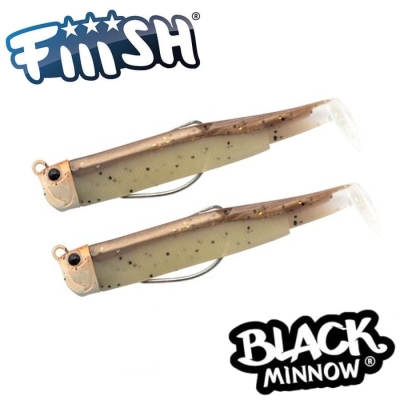 Fiiish Black Minnow No2 Double Combo: 2 Jig Heads 7g + 2 Lure Bodies 9cm - Light Sand Goby