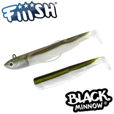 Fiiish Black Minnow No2 Combo: Jig Head 20g + 2 Lure Bodies 9cm - Kaki