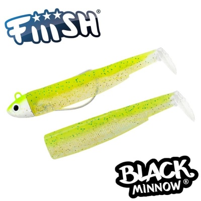 Fiiish Black Minnow No2 Combo: Jig Head 8g + 2 Lure Bodies 9cm - Lemon Zest