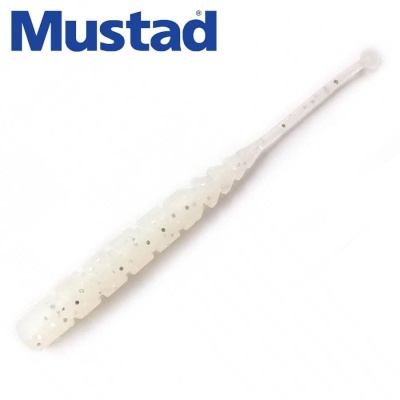 Mustad Aji Worm Plu-Plu 2inch 007 White Glow Glitter