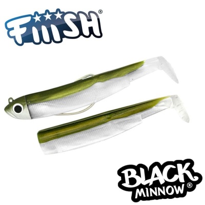 Fiiish Black Minnow No2 Combo: Jig Head 5g + 2 Lure Bodies 9cm - Kaki