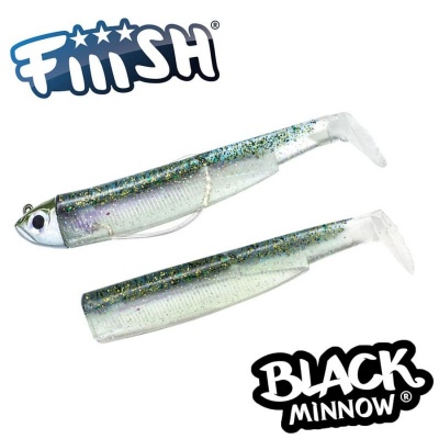 Fiiish Black Minnow No2 Combo: Jig Head 5g + 2 Lure Bodies 9cm - Ghost Minnow