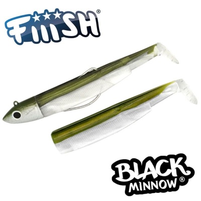 Fiiish Black Minnow No1 Combo: Jig Head 6g + 2 Lure Bodies 7cm - Kaki