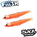 Fiiish Black Minnow No2 Double Combo: 2 Jig Heads 10g + 2 Lure Bodies 9cm - Orange Glow