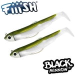 Fiiish Black Minnow No3 Double Combo: 2 Jig Heads 12g + 2 Lure Bodies 12cm - Kaki + Rattles