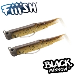 Fiiish Black Minnow No2 Double Combo: 2 Jig Heads 7g + 2 Lure Bodies 9cm - Chocolate Goby