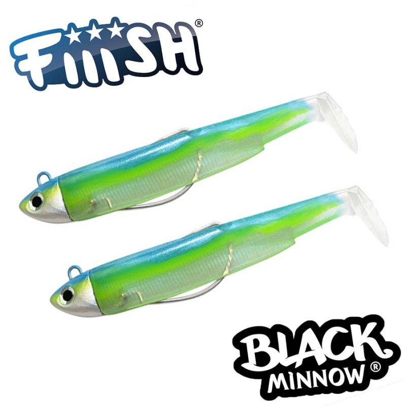 Fiiish Black Minnow No2 Double Combo: 2 Jig Heads 8g + 2 Lure Bodies 9cm - French Paradise