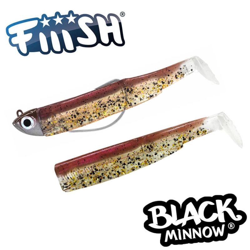Fiiish Black Minnow No2 Combo: Jig Head 5g + 2 Lure Bodies 9cm - Wine Glitter
