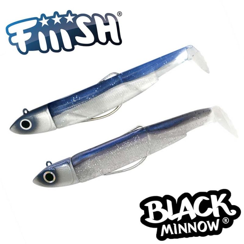 Fiiish Black Minnow No3 Double Combo: 2 Jig Heads 25g + 2 Lure Bodies 12cm - Blue Electric/Blue