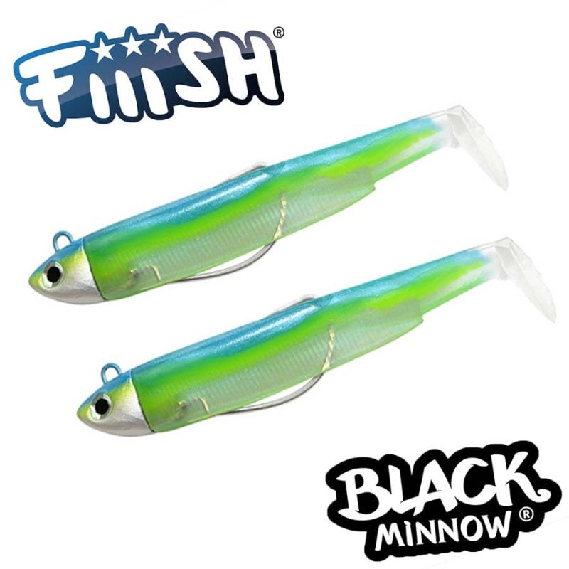 Fiiish Black Minnow No3 Double Combo: 2 Jig Heads 18g + 2 Lure Bodies 12cm - French Paradise + Rattles