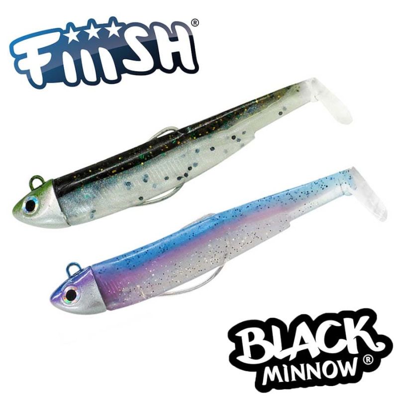 Fiiish Black Minnow No3 Double Combo: 2 Jig Heads 18g + 2 Lure Bodies 12cm - Mojito - Rainbow