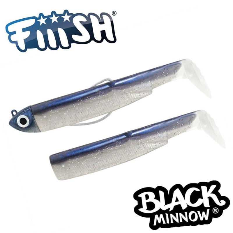 Fiiish Black Minnow No3 Combo: Jig Head 12g + 2 Lure Bodies 12cm - Electric Blue
