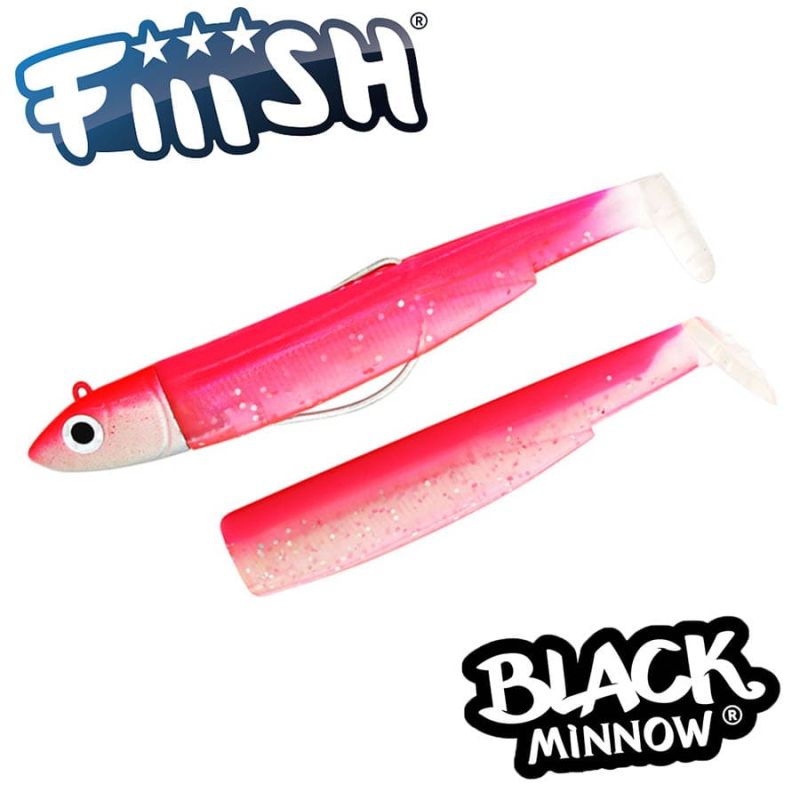 Fiiish Black Minnow No6 Combo: Jig Head 120g + 2 Lure Bodies 16cm - Fluo Pink