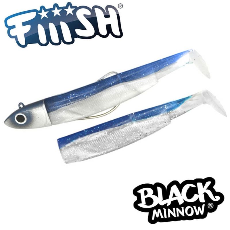 Fiiish Black Minnow No5 Combo: Jig Head 60g + 2 Lure Bodies 16cm - Blue