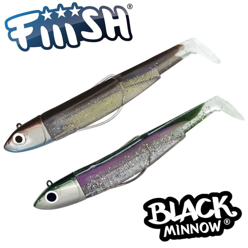 Fiiish Black Minnow No4 Double Combo: 2 Jig Heads 40g + 2 Lure Bodies 7cm - Sexy Brown/Green Morning