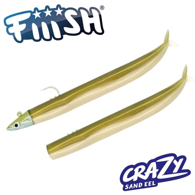 Fiiish Crazy Sand Eel No1 Combo: Jig Head 5g + 2 Lure Bodies 10cm - Gold