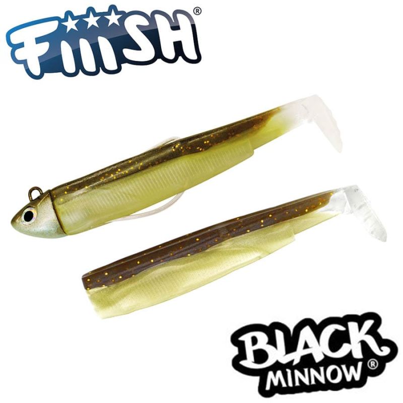 Fiiish Black Minnow No3 Combo: Jig Head 18g + 2 Lure Bodies 12cm - Sparkling Brown