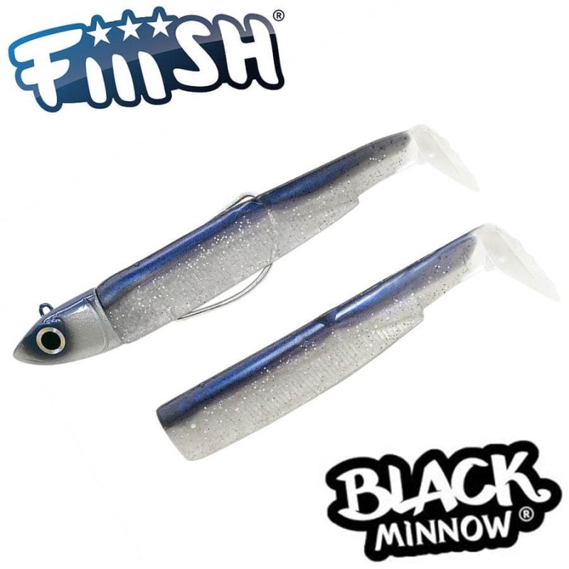 Fiiish Black Minnow No2 Combo: Jig Head 10g + 2 Lure Bodies 9cm - Electic Blue