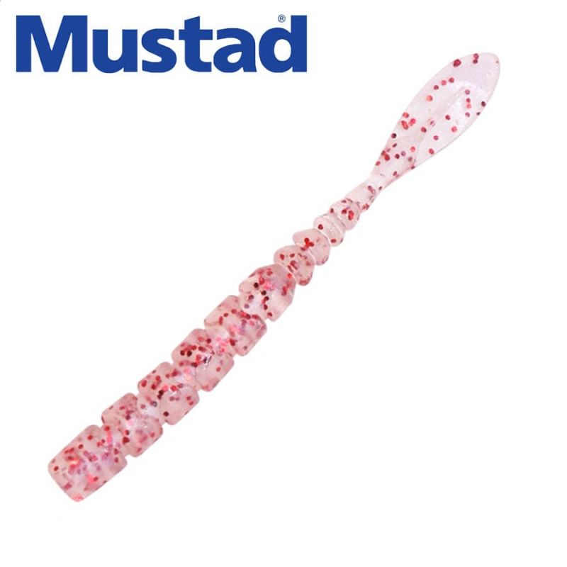 Mustad Aji Worm Fla-Fla 2inch 003 Clear Red Glitter