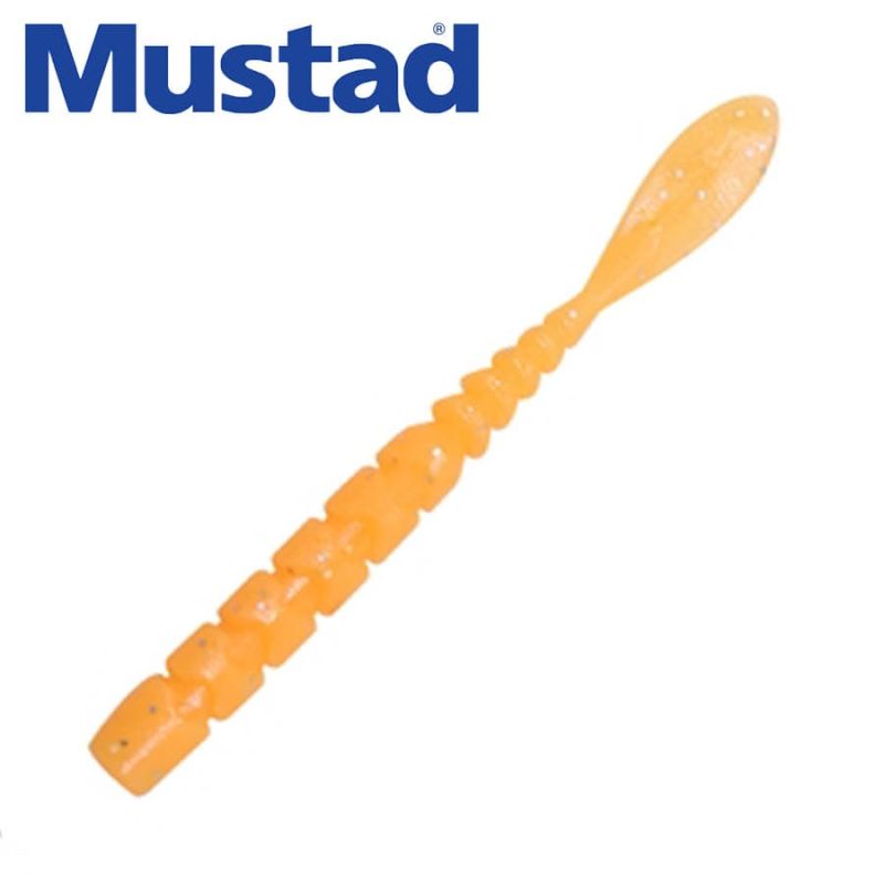 Mustad Aji Worm Fla-Fla 2inch 008 Orange Glow Glitter