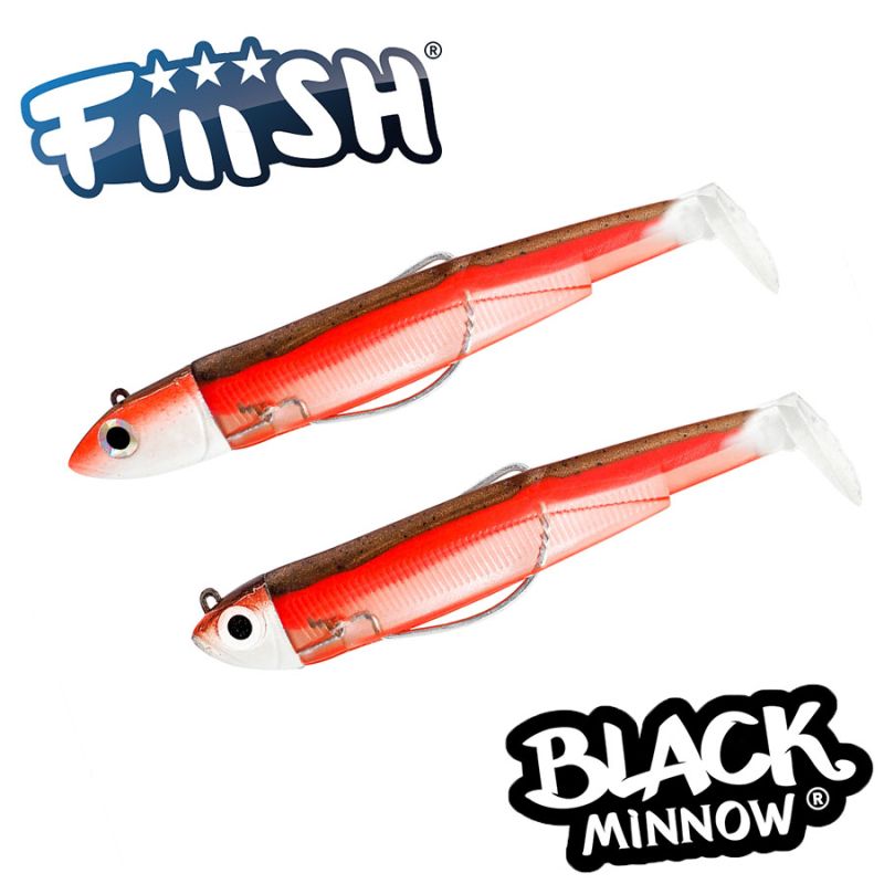 Fiiish Black Minnow No1 Double Combo: Jig Head 3g + 6g + 2 Lure Bodies 7cm - Red Pepper