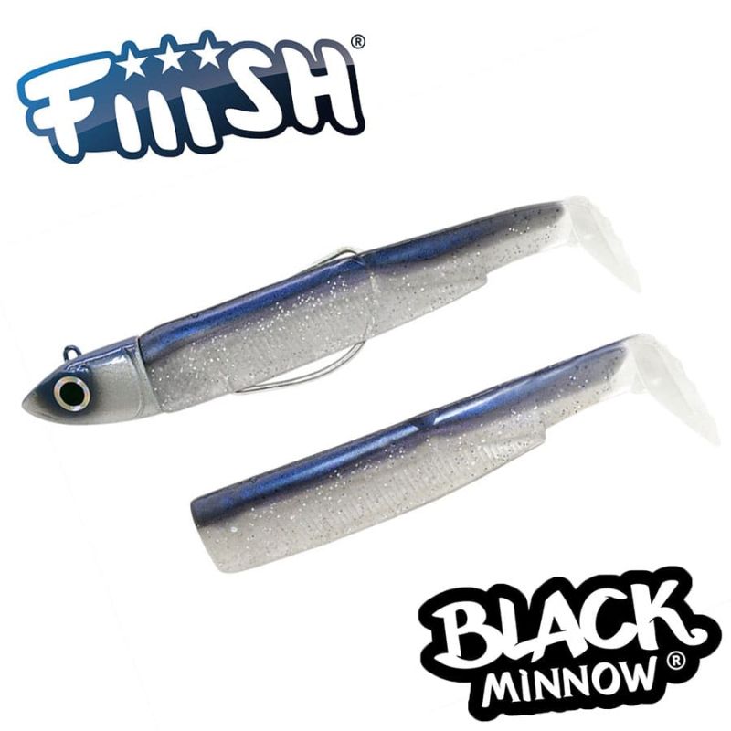 Fiiish Black Minnow No3 Combo: Jig Head 25g + 2 Lure Bodies 12cm - Electric Blue