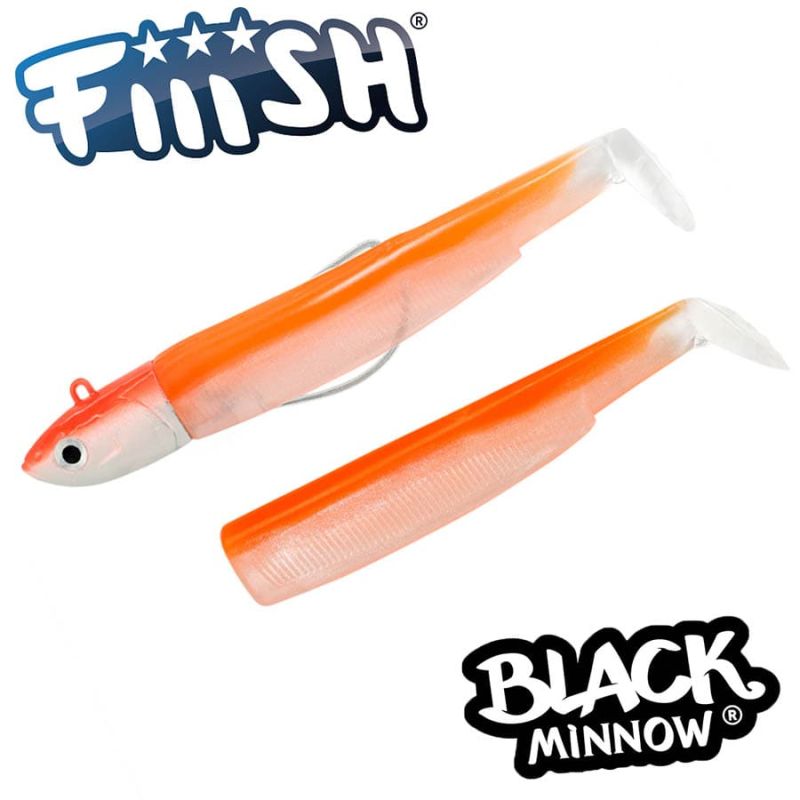 Fiiish Black Minnow No5 Combo: Jig Head 90g + 2 Lure Bodies 16cm - Orange Fluo