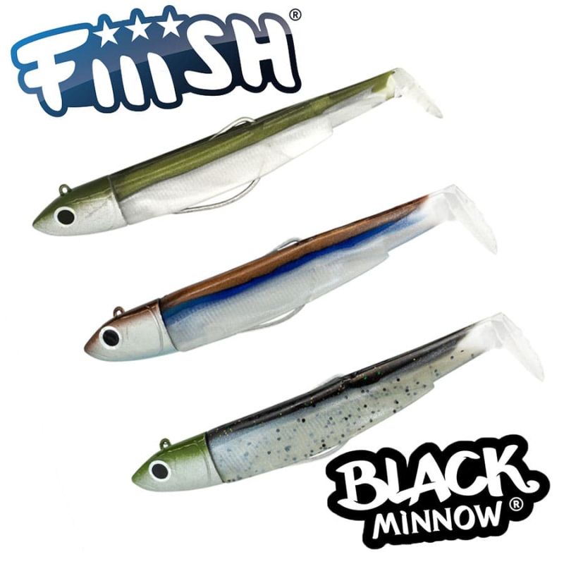 Fiiish Black Minnow No4 Maxi Combo: Jig Head 3*40g + 3 Lure Bodies 14cm - Kaki | Clear Brown | Mojito
