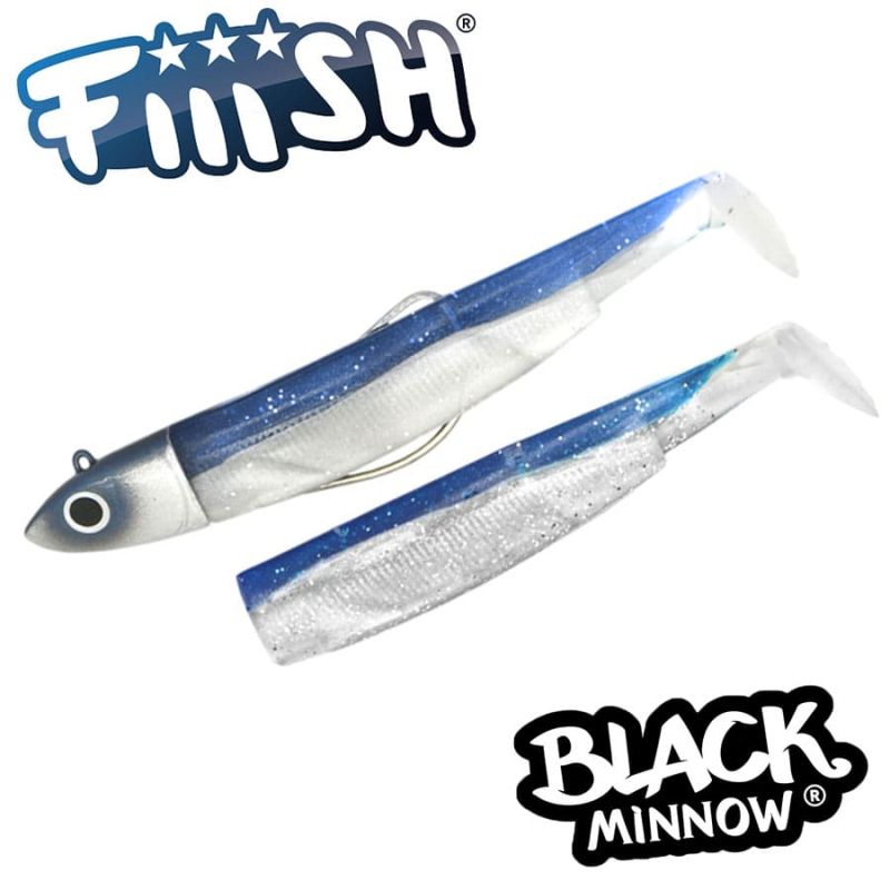 Fiiish Black Minnow No4 Combo: Jig Head 40g + 2 Lure Bodies 14cm - Blue